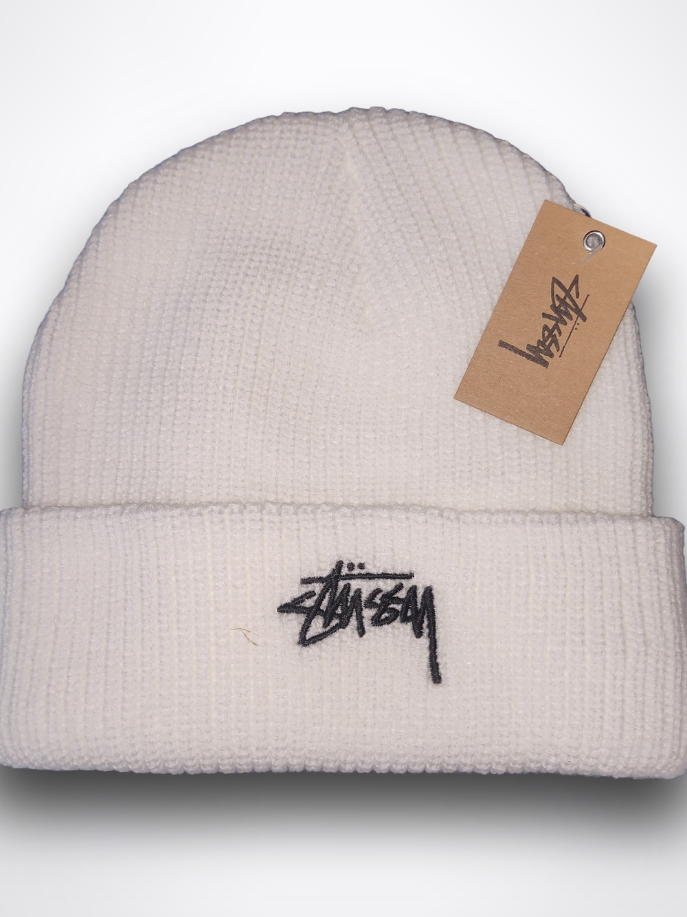 STÜSSY BASIC CUFF BEANIE - BONE / OFF-WHITE